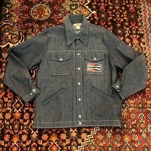 Champion Racing original pearl snap thick Denim Mens Vintage shirt jacket